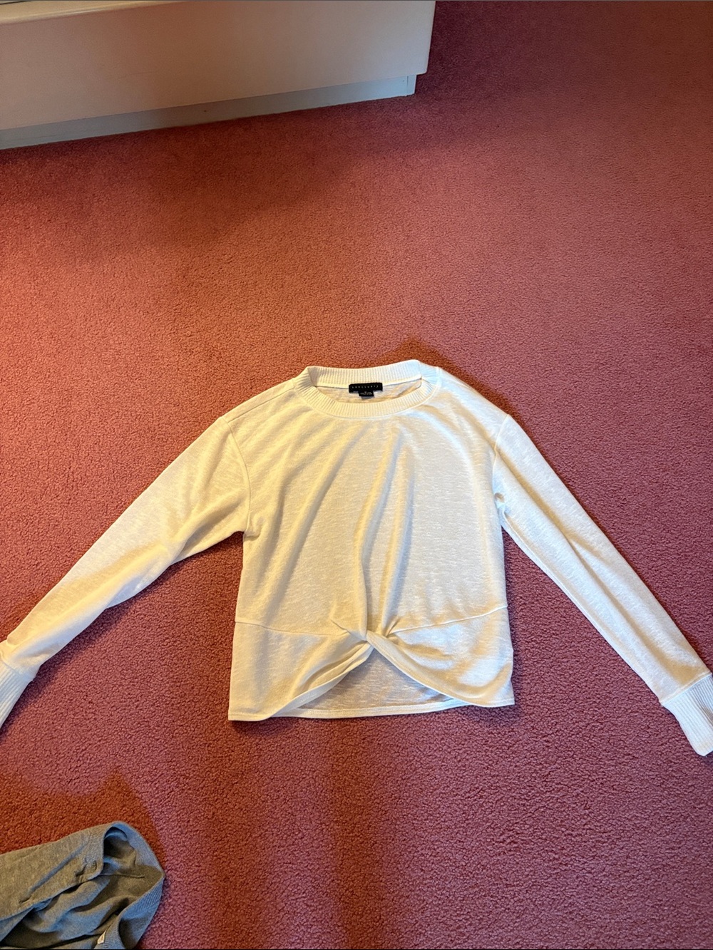 Sanctuary White Twist-Front Long Sleeve Top